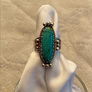 Navajo sterling silver turquoise ring by M. Spencer